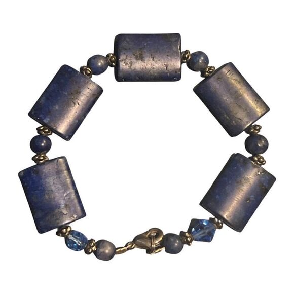 Vintage Blue Lapis Rectangular Women’s Bracelet - Picture 2 of 6